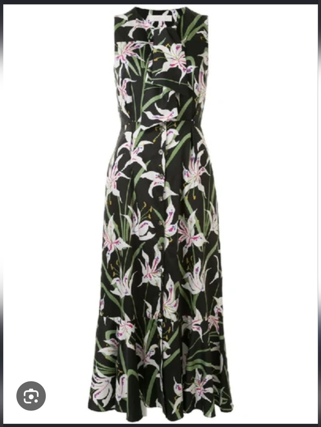 $725 Borgo De Nor Meta Lilly Print Tie Cotton Poplin Dress In Black Size 12